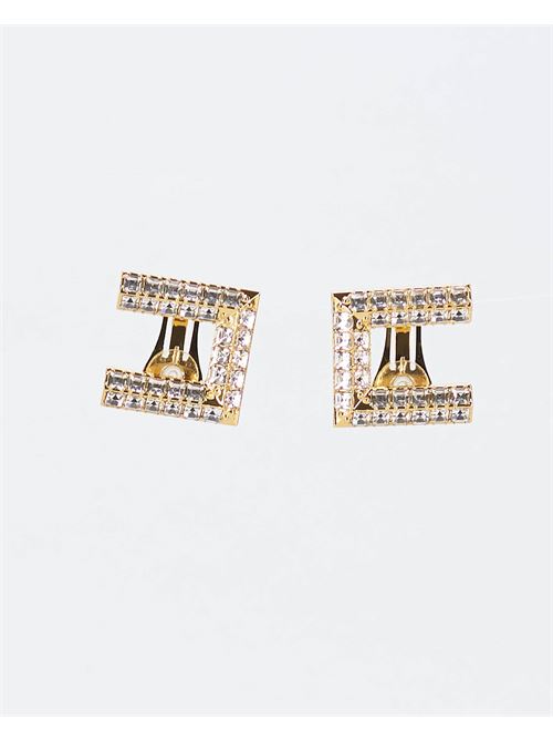 Earrings with maxi rhinestone logo Elisabetta Franchi ELISABETTA FRANCHI | Earrings | OR27M37E2610